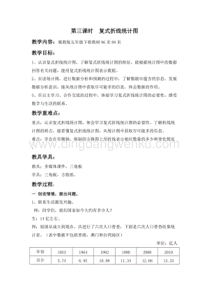 冀教版五年級下冊數學第七單元7.3復式折線統計圖教案