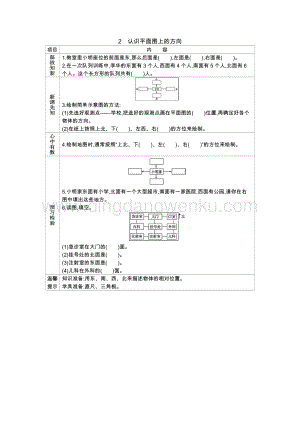 冀教版小學數學三年級下冊 3.2認識平面圖上的方向 學案