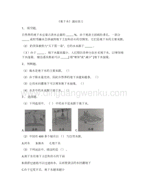 蘇教版小學科學三年級上冊4.2地下水（習題