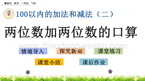 冀教版一年級下冊數學7.4兩位數加兩位數的口算教學課件