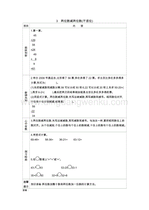 冀教版一年級下冊數學 7.3兩位數減兩位數(不退位) 導學案