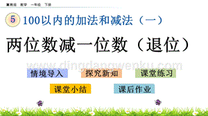 冀教版一年級下冊數學5.9兩位數減一位數（退位）教學課件