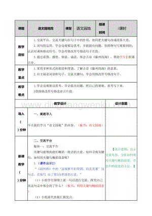 部編人教版小學語文三年級下冊語文園地（四）教案