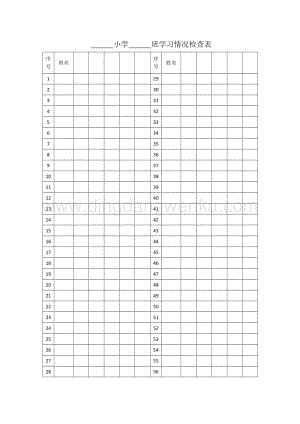 學(xué)習(xí)情況檢查表