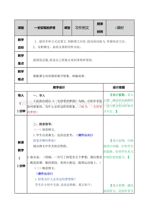 部編人教版小學語文三年級下冊習作例文：一支鉛筆的夢想教案