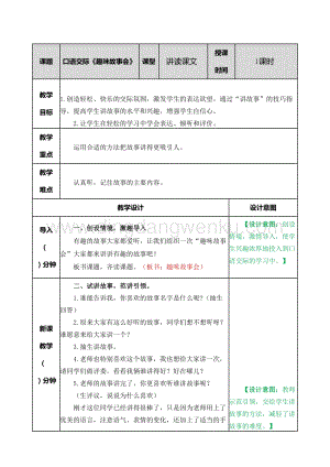 部編人教版小學語文三年級下冊口語交際：趣味故事會教案