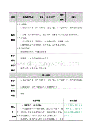 部編人教版小學語文三年級下冊 小真的長頭發教案