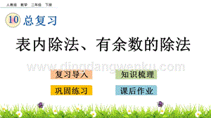 人教版二年級(jí)下冊(cè)數(shù)學(xué)10.2表內(nèi)除法、有余數(shù)的除法PPT課件