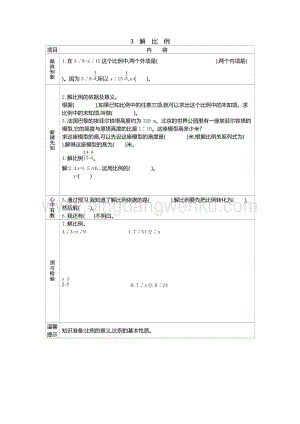 人教版六年級下冊數(shù)學解比例學案