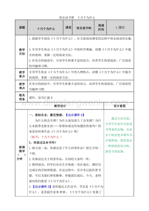 人教版部編版四年級(jí)下冊(cè)語(yǔ)文快樂讀書吧十萬(wàn)個(gè)為什么教案.doc