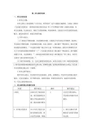 人教版部編版四年級下冊語文第二單元教學要點和課時安排.doc