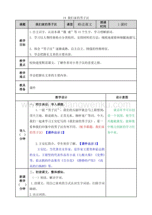 人教版部編版四年級下冊語文19我們家的男子漢教案.doc
