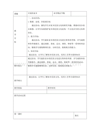 五年級綜合實踐活動教案-可愛的家鄉教學設計（全國通用）.doc