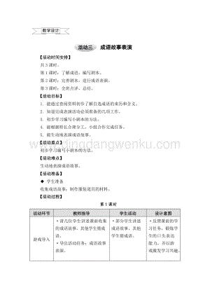 滬科黔科版六年級上冊綜合實踐教案5.3成語故事表演（3）.doc