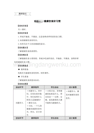 滬科黔科版四年級上冊綜合實踐教案1.1健康飲食好習慣.doc