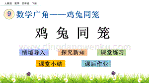 人教版小學數學四年級下冊第九單元9.1雞兔同籠PPT課件
