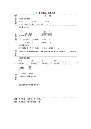 人教版小學(xué)數(shù)學(xué)一年級(jí)下冊(cè) 整十?dāng)?shù)加、減整十?dāng)?shù) 導(dǎo)學(xué)案
