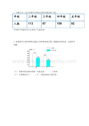 人教版小學數學四年級下冊第十單元 10.4 平均數與復式條形統計圖 同步練習題