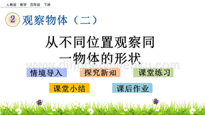 人教版小學數學四年級下冊第二單元2.1 從不同位置觀察同一物體的形狀 PPT課件