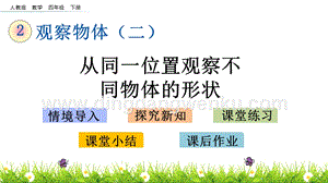 人教版小學數學四年級下冊第二單元2.2從同一位置觀察不同物體的形狀PPT課件