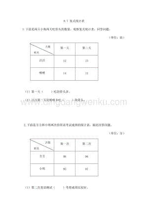 人教版小學數學三年級下冊第八單元9.7復式統計圖課時練習題
