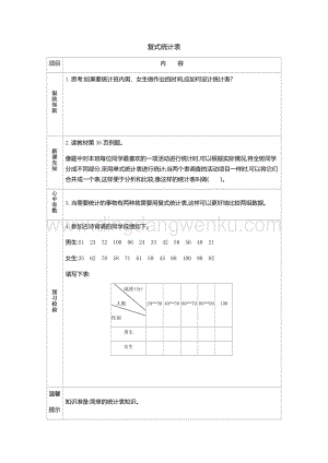 人教版小學數學三年級下冊第三單元復式統計表導學案