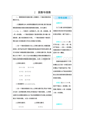 人教版小學數學五年級下冊第二單元知識清單