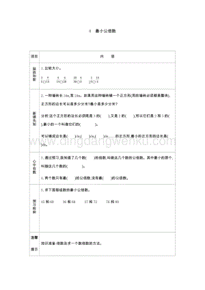 人教版小學(xué)數(shù)學(xué)五年級下冊第四單元8 最小公倍數(shù) 導(dǎo)學(xué)案