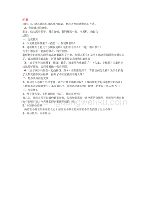 幼兒園小班綜合教學(xué)：拍照教案