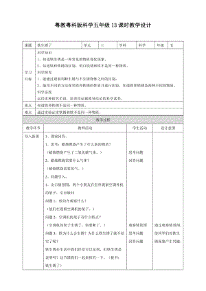 2020新粵教粵科版版五年級上冊科學3.13《鐵生銹了》教案.doc