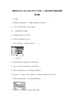 2019-2020學年八年級（上)安徽省安慶市期末物理試題.docx