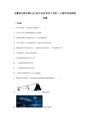 2019-2020學年八年級（上)安徽省合肥市蜀山區期末物理試題.docx