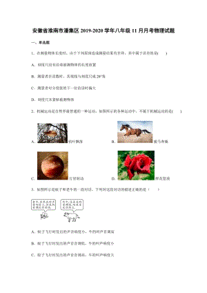 2019-2020學年八年級（上)安徽省淮南市潘集區(qū)11月月考物理試題.docx