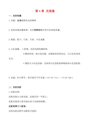 人教版八年級(jí)上冊(cè)物理第4章光現(xiàn)象必背知識(shí).doc