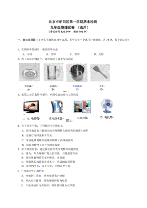 北京市朝陽(yáng)區(qū)九年級(jí)上學(xué)期期末考試物理試題.doc