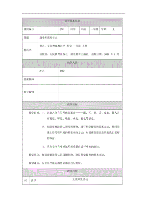 人教鄂教版一年級上冊科學袋子里面有什么-1教學設計.docx