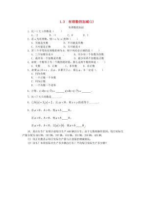 人教版七年級數(shù)學上冊第一章有理數(shù)1.3有理數(shù)的加減法1.3.1有理數(shù)的加法課時練.doc