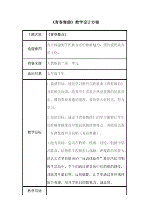人音版七年級下冊音樂3《演唱 青春舞曲》優質教案（山東邢老師部級優課）.docx