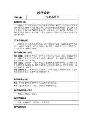 人教版八年級下冊美術(shù)1.2《弘揚真善美》優(yōu)質(zhì)教案（福建肖老師部級優(yōu)課）.doc