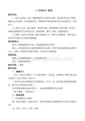 人美版小學美術一年級下冊2長呀長【教案】.doc