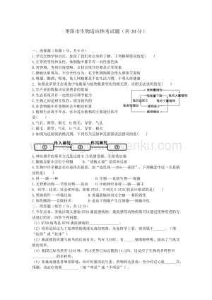 湖北棗陽生物適應性考試.doc
