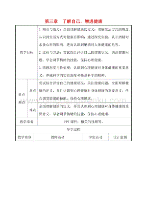 人教版八年級(jí)下冊(cè)生物8.3了解自己增進(jìn)健康教案.doc