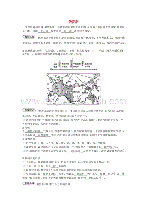 湘教版七年級地理下冊第八章走進國家8.3俄羅斯知識點素材.doc