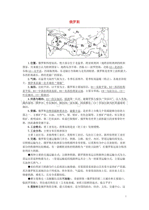 人教版七年級地理下冊7.4俄羅斯知識點歸納.doc