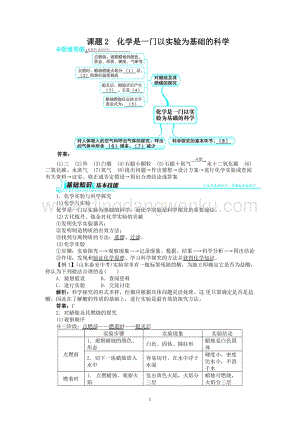 人教版九年級上冊化學例題精講：第1單元 課題2是一門以實驗為基礎的科學.doc