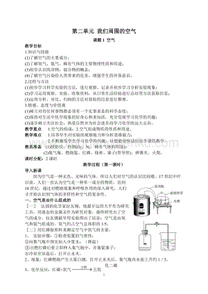 人教版九年級上冊化學課題1空氣教案.doc