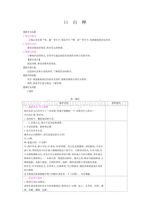 人教部編版四年級下冊語文教案-第三單元：11白樺-教學設計.docx