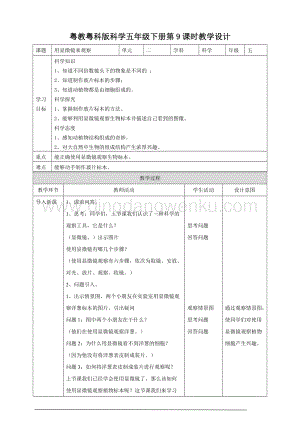 粵教粵科版五年級下冊科學用顯微鏡來觀察教案.doc