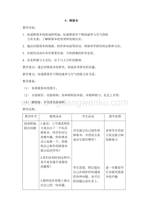 首師大版六年級下冊科學(xué)教案-9降落傘.docx