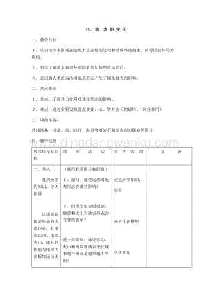 首師大版六年級上冊科學教案-15地表的變化.docx